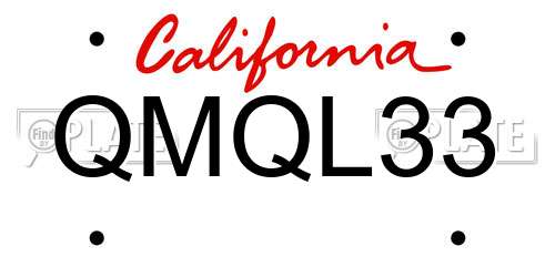 QMQL33 California License Plate