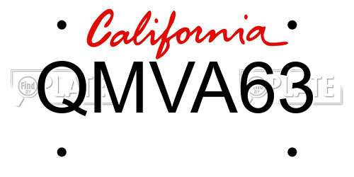 QMVA63 California License Plate