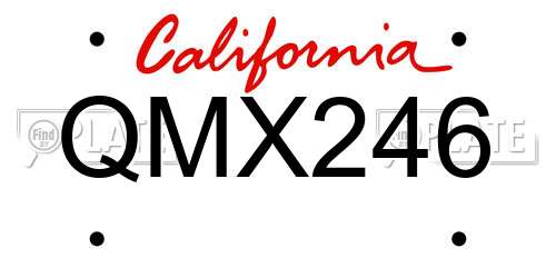 QMX246 California License Plate