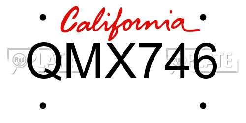 QMX746 California License Plate