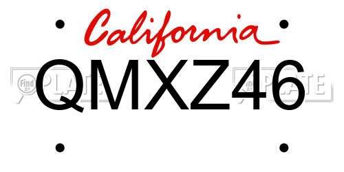 QMXZ46 California License Plate