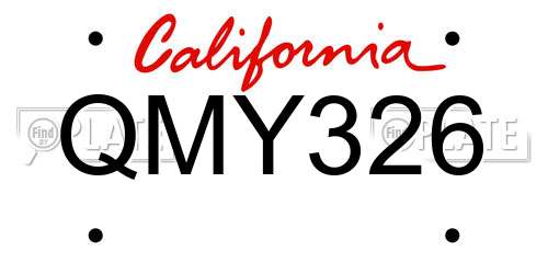 QMY326 California License Plate