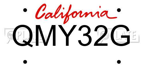 QMY32G California License Plate