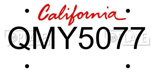 QMY5077 California License Plate