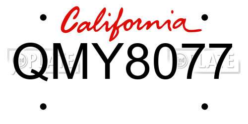 QMY8077 California License Plate