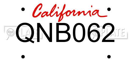 QNB062 California License Plate