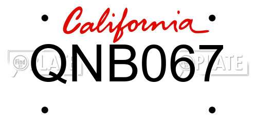 QNB067 California License Plate