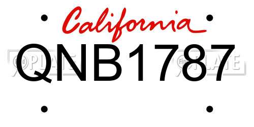 QNB1787 California License Plate