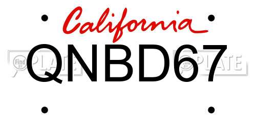 QNBD67 California License Plate