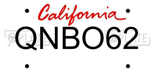QNBO62 California License Plate