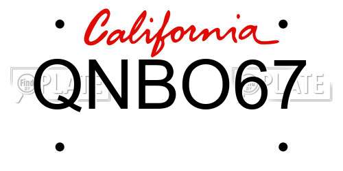 QNBO67 California License Plate