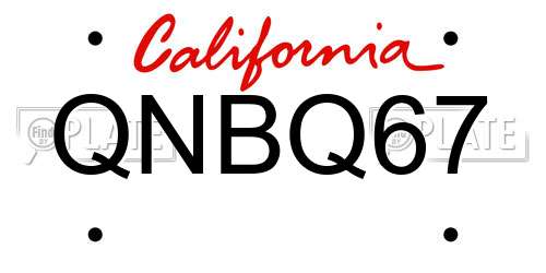 QNBQ67 California License Plate