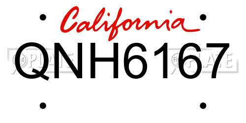 QNH6167 California License Plate