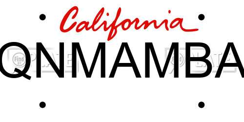 QNMAMBA California License Plate