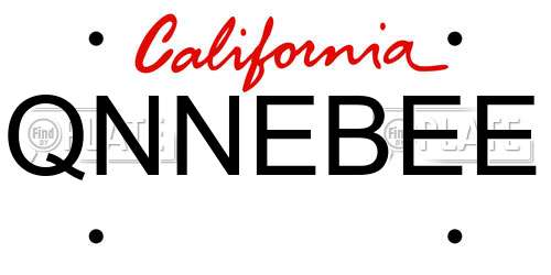 QNNEBEE California License Plate