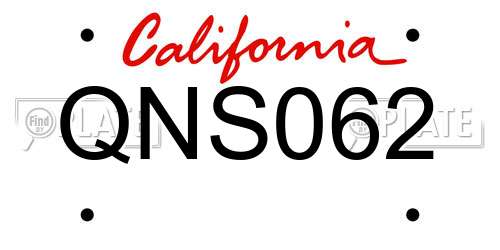 QNS062 California License Plate