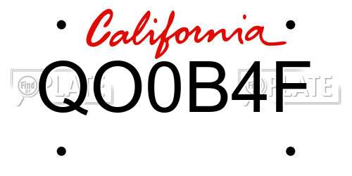 QO0B4F California License Plate