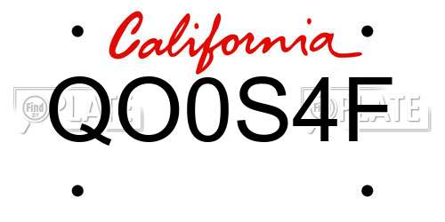 QO0S4F California License Plate