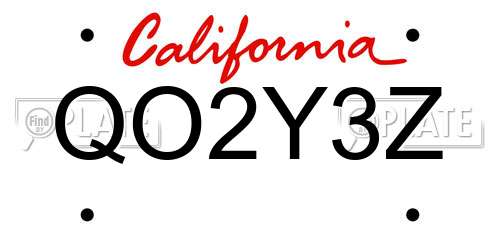 QO2Y3Z California License Plate
