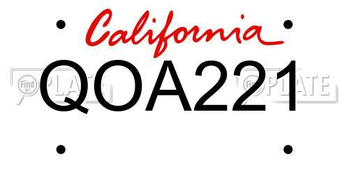 QOA221 California License Plate