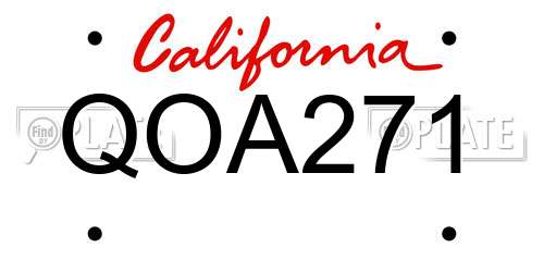 QOA271 California License Plate