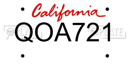 QOA721 California License Plate