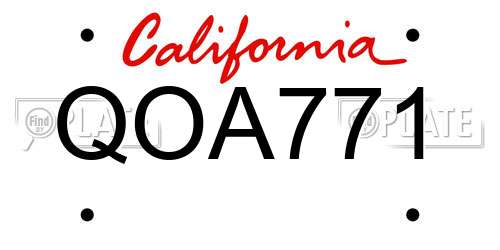 QOA771 California License Plate