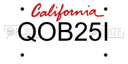 QOB25I California License Plate