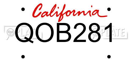 QOB281 California License Plate