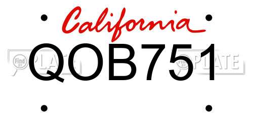QOB751 California License Plate
