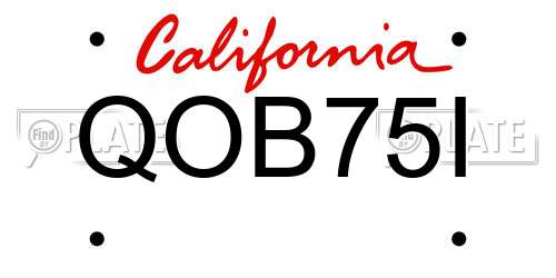 QOB75I California License Plate