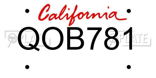 QOB781 California License Plate