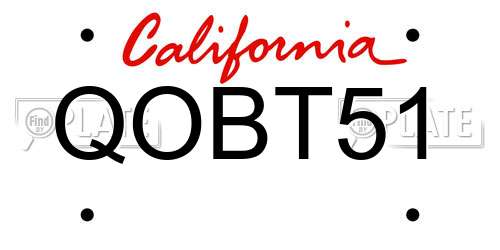 QOBT51 California License Plate