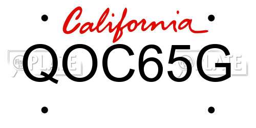 QOC65G California License Plate