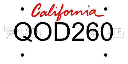 QOD260 California License Plate