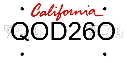 QOD26O California License Plate