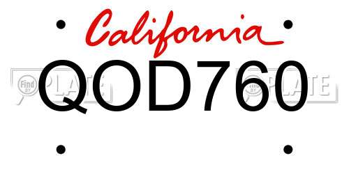 QOD760 California License Plate