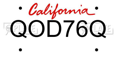 QOD76Q California License Plate