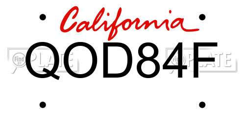 QOD84F California License Plate