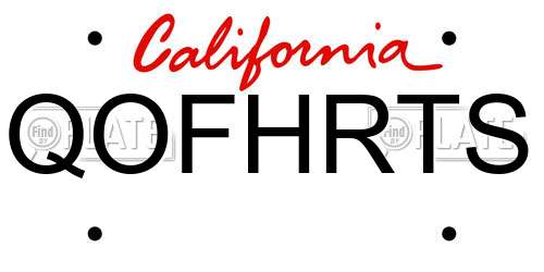 QOFHRTS California License Plate
