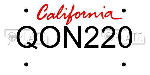 QON220 California License Plate