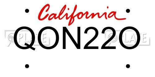 QON22O California License Plate