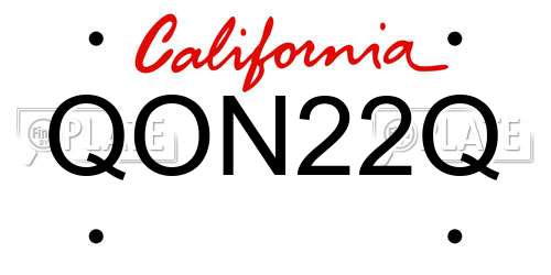 QON22Q California License Plate