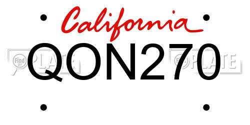 QON270 California License Plate