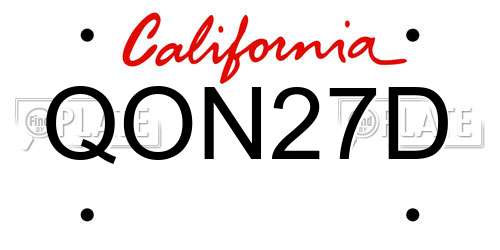 QON27D California License Plate