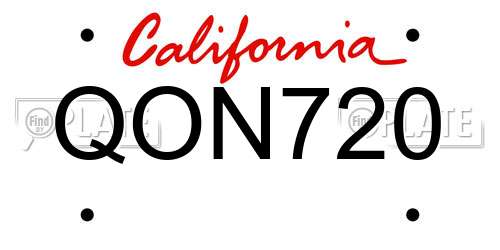 QON720 California License Plate