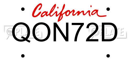QON72D California License Plate