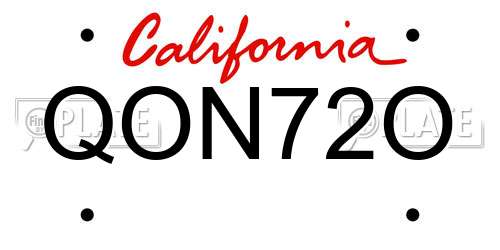 QON72O California License Plate