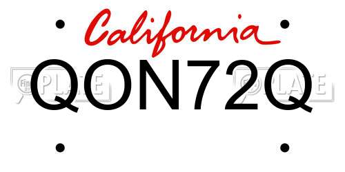 QON72Q California License Plate