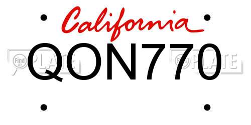 QON770 California License Plate